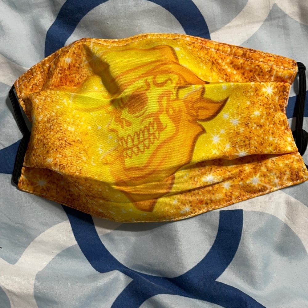 New yellow cowboy skull face mask